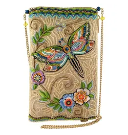 Soaring Spirit Beaded Dragonfly and Floral Crossbody Bag