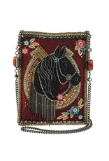 Let's Gallop Beaded Black Horse Mini Crossbody Handbag