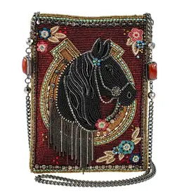 Let's Gallop Beaded Black Horse Mini Crossbody Handbag