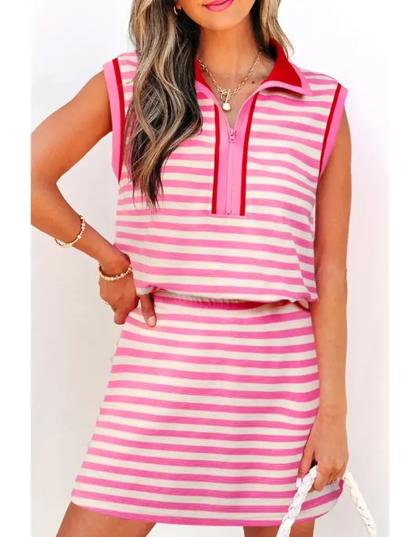 Heather Pink Stripe Two-Piece Set