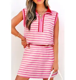 Heather Pink Stripe Two-Piece Set