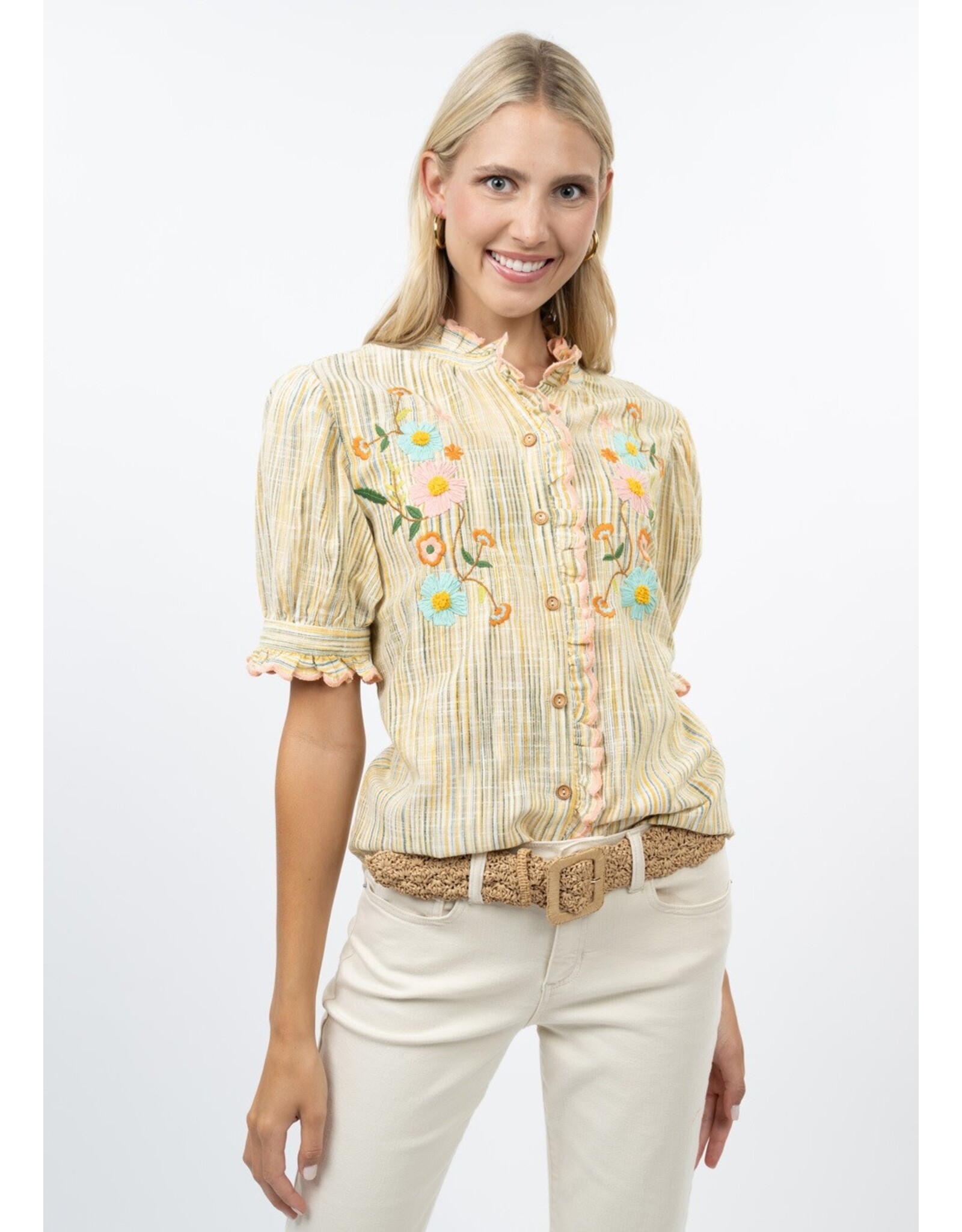Ivy Jane Ivy Jane Ribbon Embroidered Blouse Golden