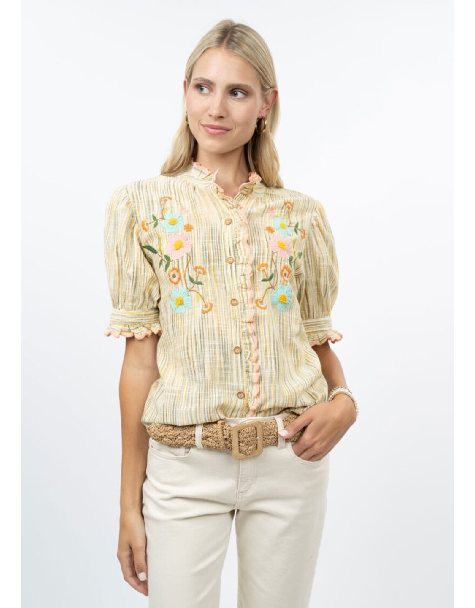 Ivy Jane Ivy Jane Ribbon Embroidered Blouse Golden