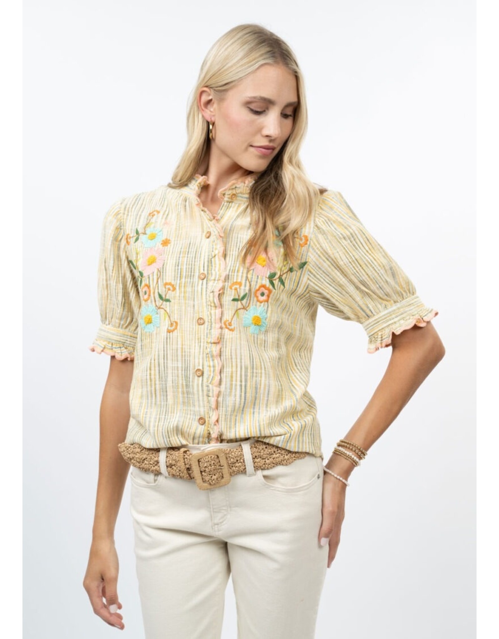 Ivy Jane Ivy Jane Ribbon Embroidered Blouse Golden