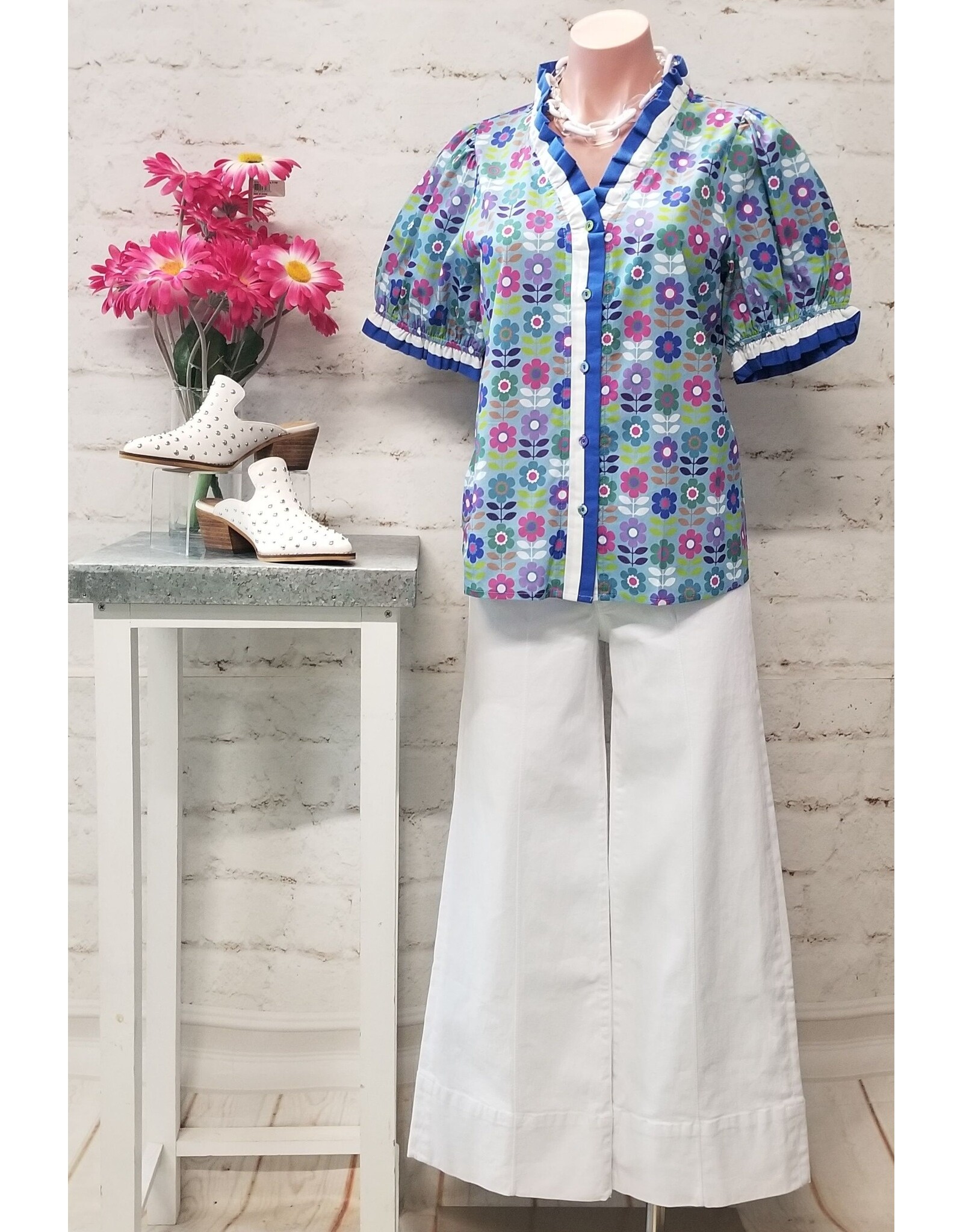 Daisy FLower Power Top Blue