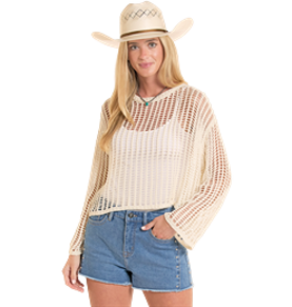 Rock & Roll Denim Open Knit Sweater Natural