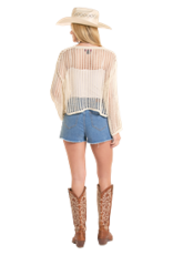 Rock & Roll Denim Open Knit Sweater Natural