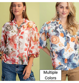 Gayle Floral Button Down Top