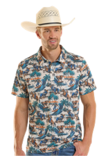 Rock & Roll Denim Novelty Printed Polo Natural