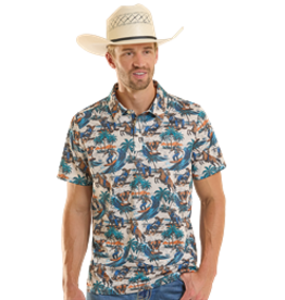 Rock & Roll Denim Novelty Printed Polo Natural