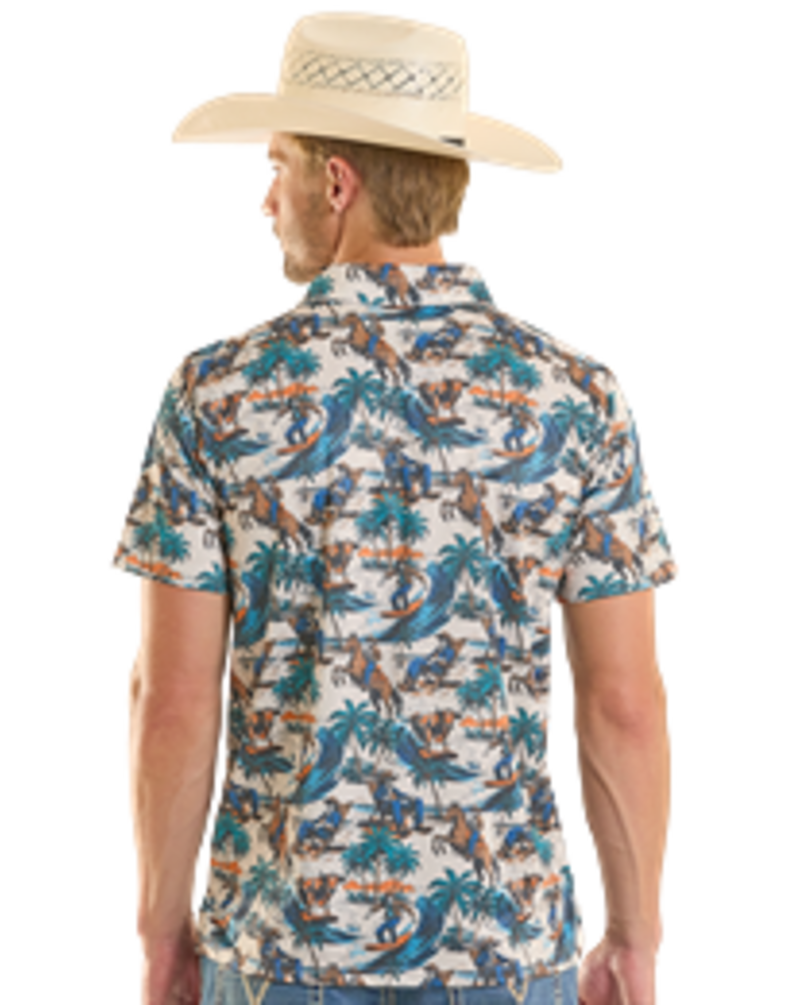 Rock & Roll Denim Novelty Printed Polo Natural