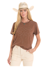Rock & Roll Denim Boot Stitch T Shirt Mahogany