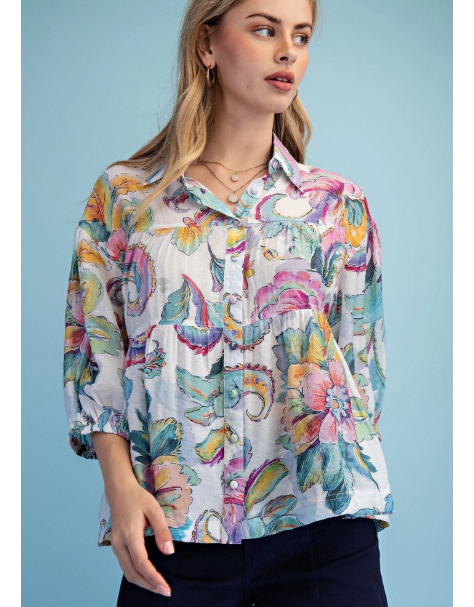 Florence Flounce Top Ivory Mint