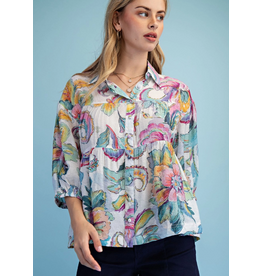 Florence Flounce Top Ivory Mint