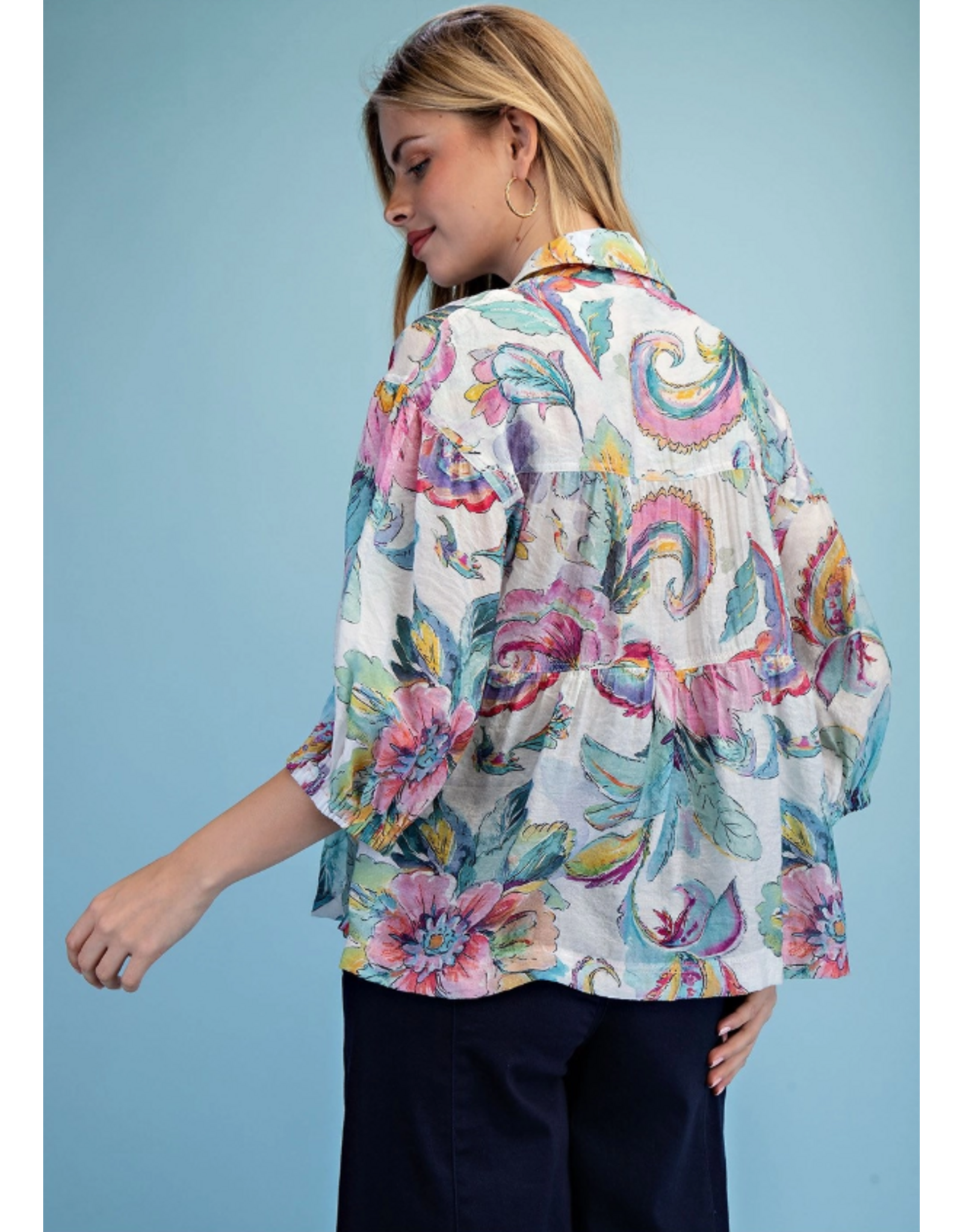 Florence Flounce Top Ivory Mint