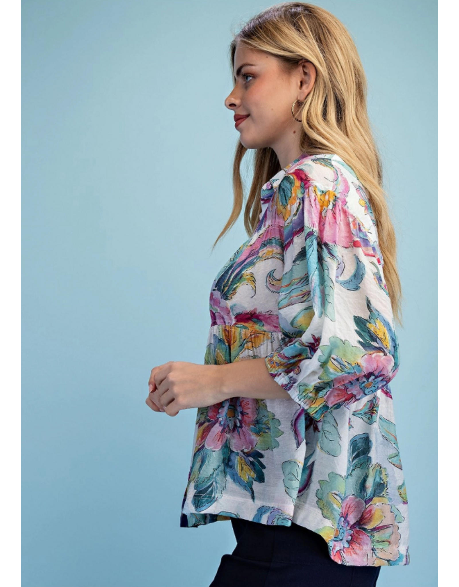 Florence Flounce Top Ivory Mint