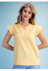 Sunshine Trapunto Stitch Top Yellow