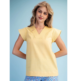 Sunshine Trapunto Stitch Top Yellow