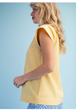 Sunshine Trapunto Stitch Top Yellow