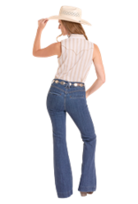 Rock & Roll Denim Stripe Sleeveless Snap Tan