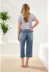 Tribal Tribal Audrey Button Fly Wide Crop Denim Jeans Pebble Blue