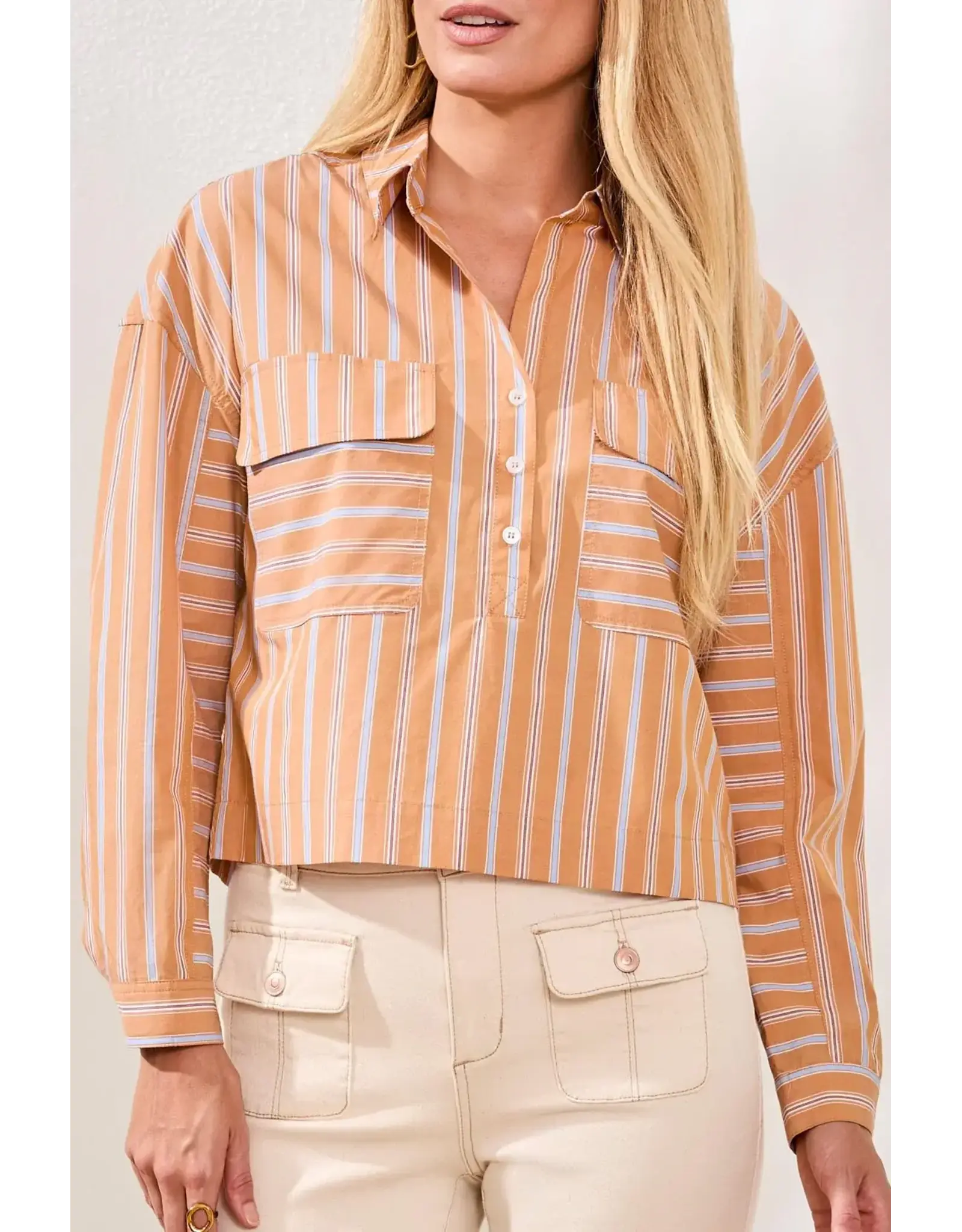 Tribal Tribal Popover Drop Shoulder Blouse Sahara Beige