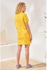 Tribal Tribal Elbos Sleeve V Neck Tunic Dress Lemon