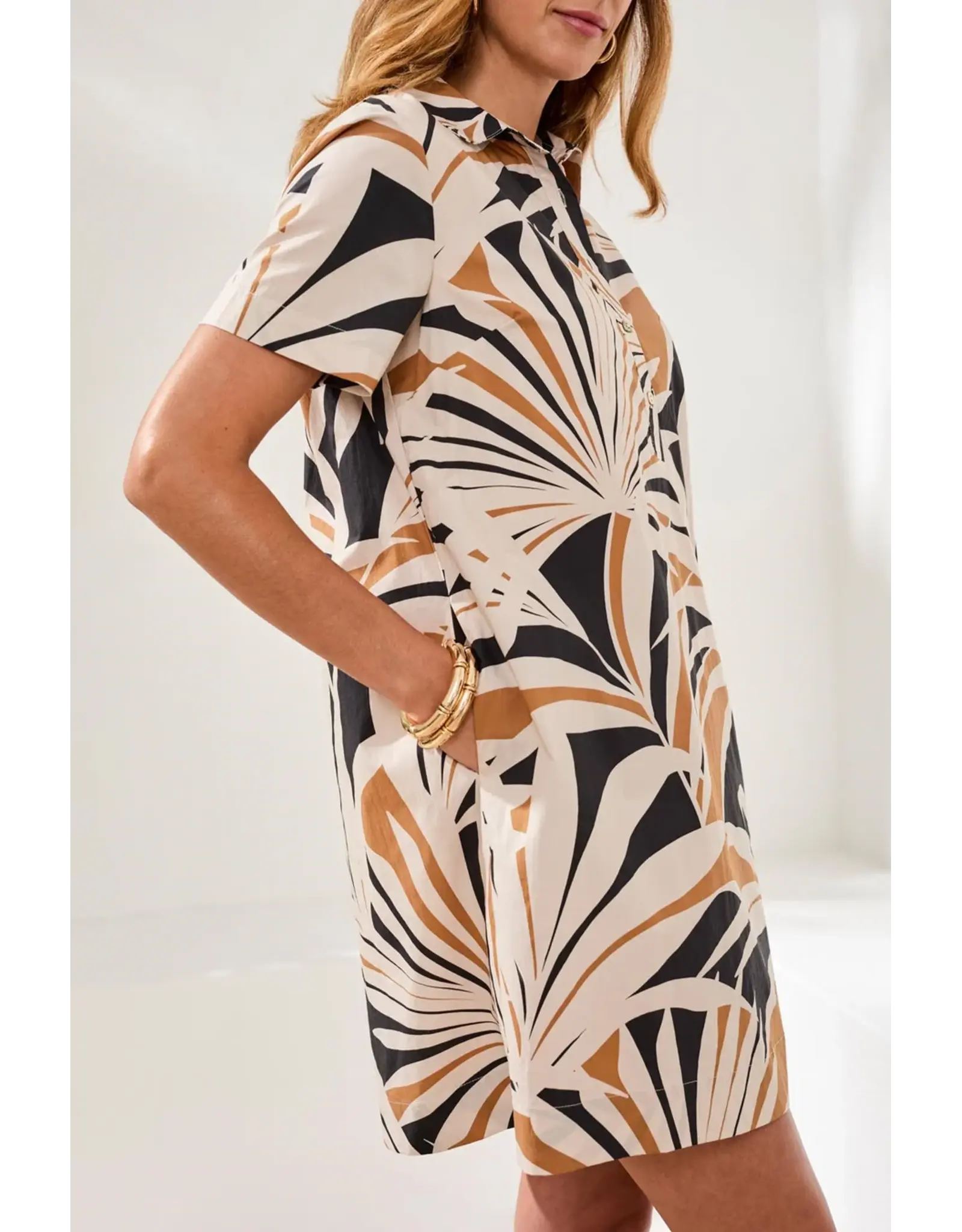 Tribal Tribal Printed Cotton Poplin Button Up Dress Canvas