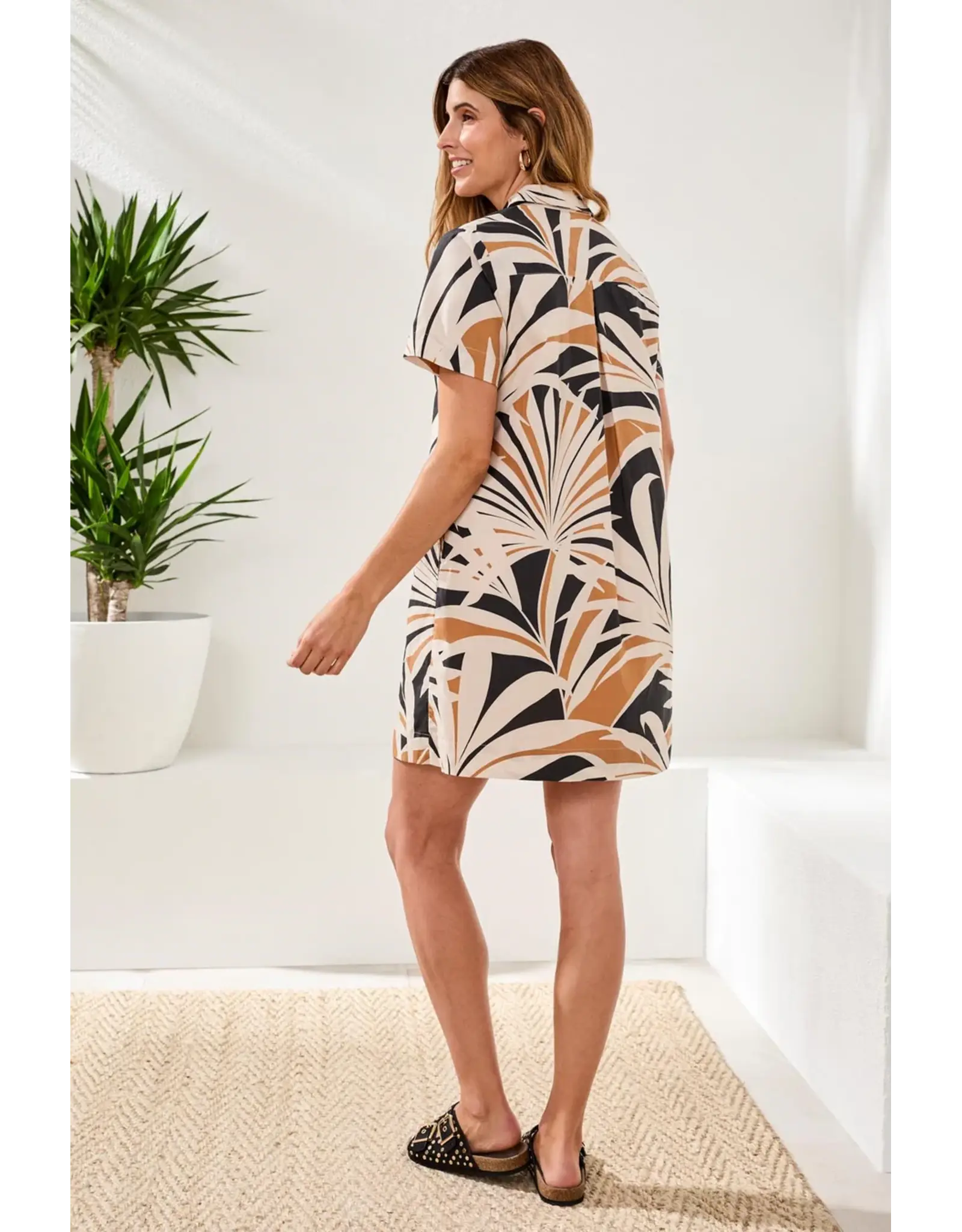 Tribal Tribal Printed Cotton Poplin Button Up Dress Canvas