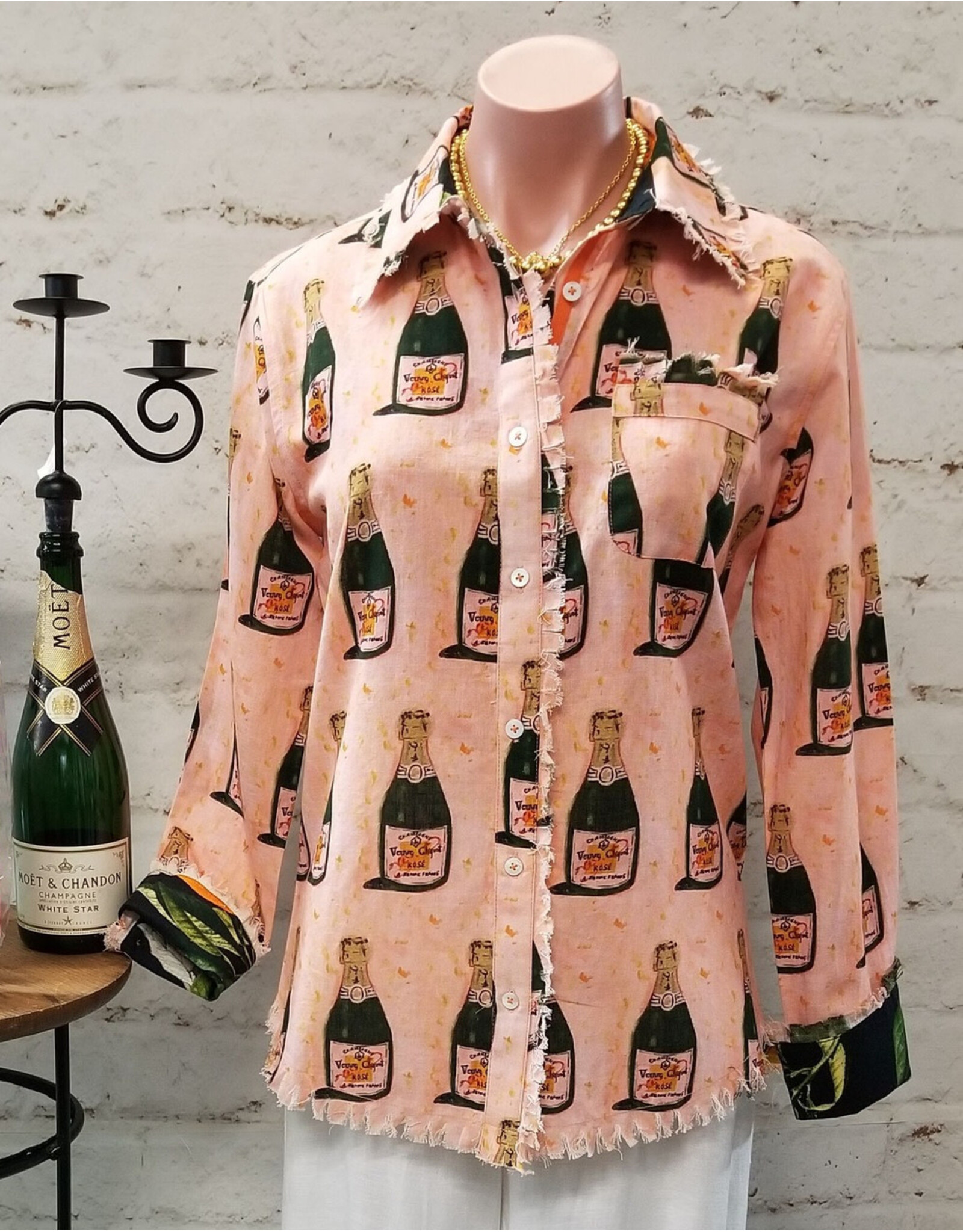 Dizzy Lizzie Cape Cod Champagne Print Shirt