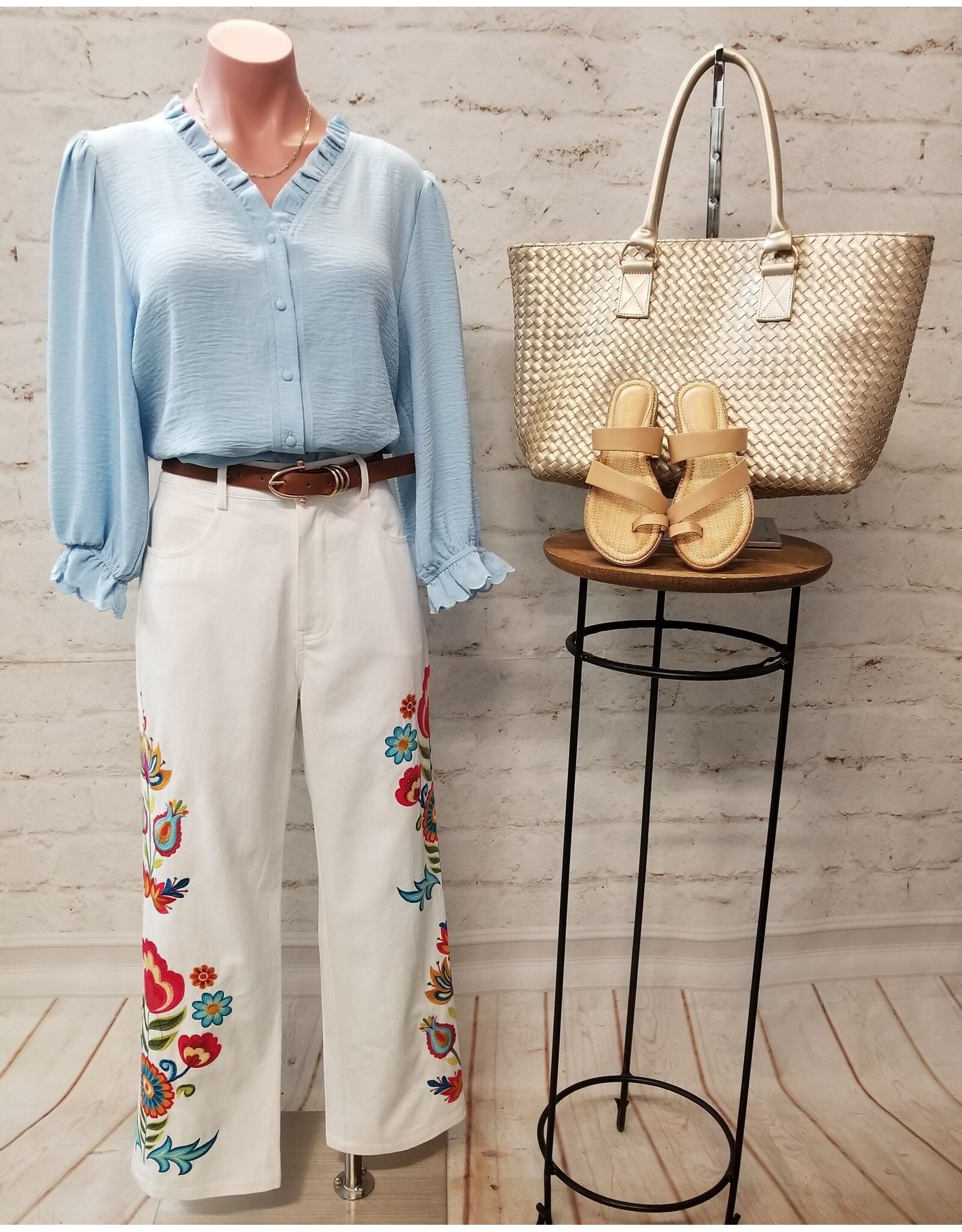 Helon 3/4 Sleeve Top Blue