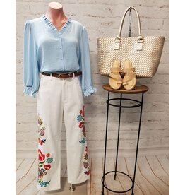 Helon 3/4 Sleeve Top Blue