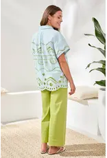 Tribal Tribal Embroidered Poplin Short Sleeve Light Aqua Sky