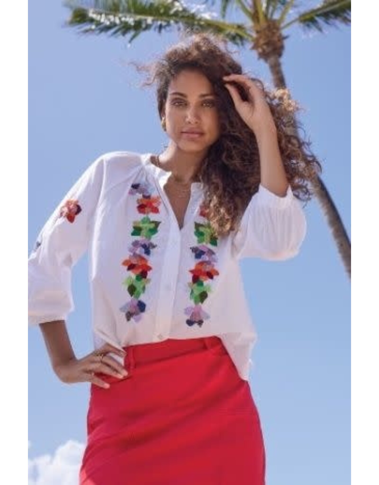 Tribal Tribal 3/4 Sleeve Blouse with Embroidery