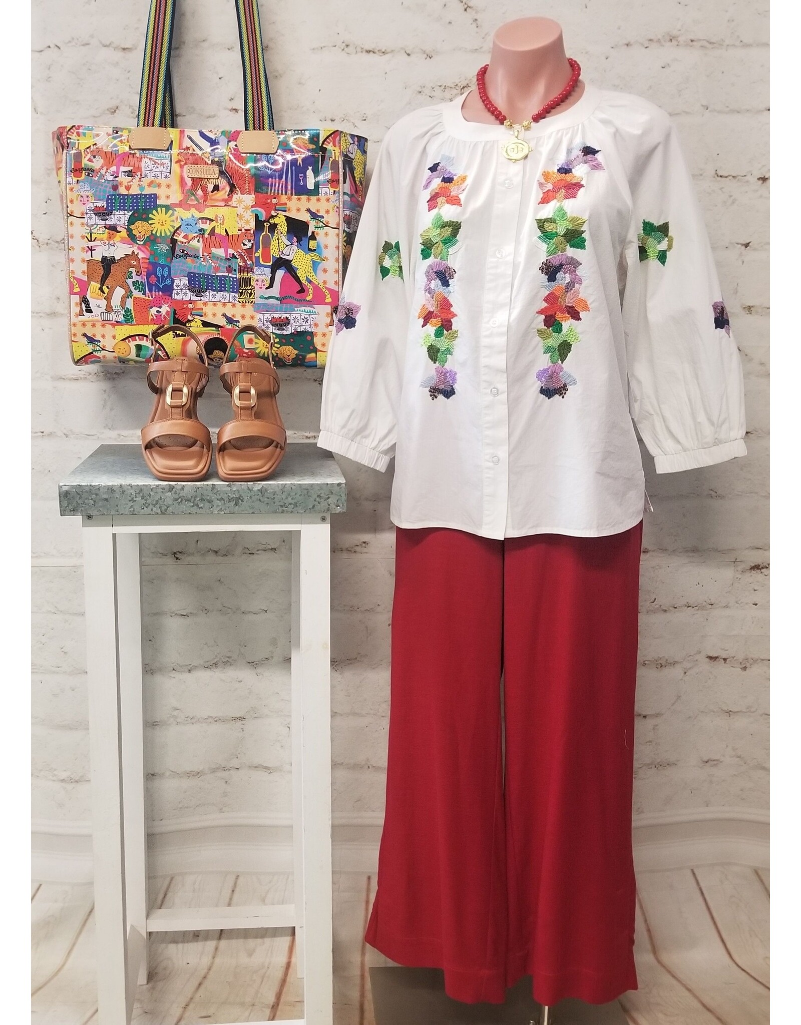 Tribal Tribal 3/4 Sleeve Blouse with Embroidery