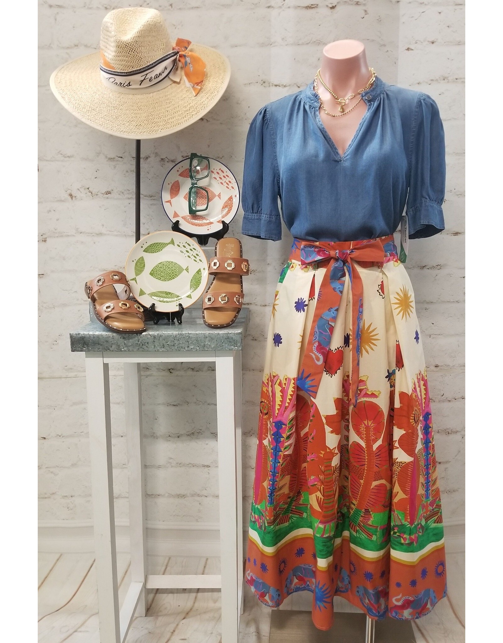 Phoenix Printed Cotton Skirt