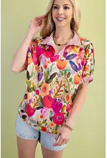 Taryn Floral Print Top Fushcia Mix