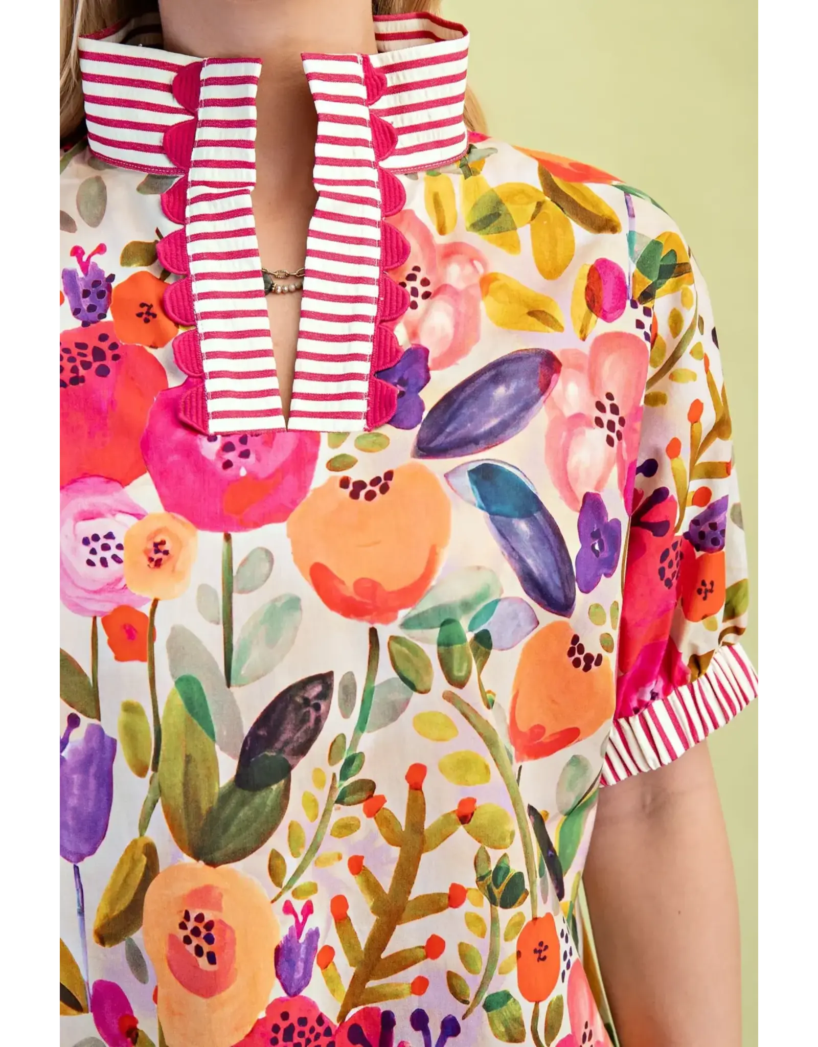 Taryn Floral Print Top Fushcia Mix