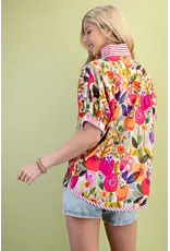 Taryn Floral Print Top Fushcia Mix