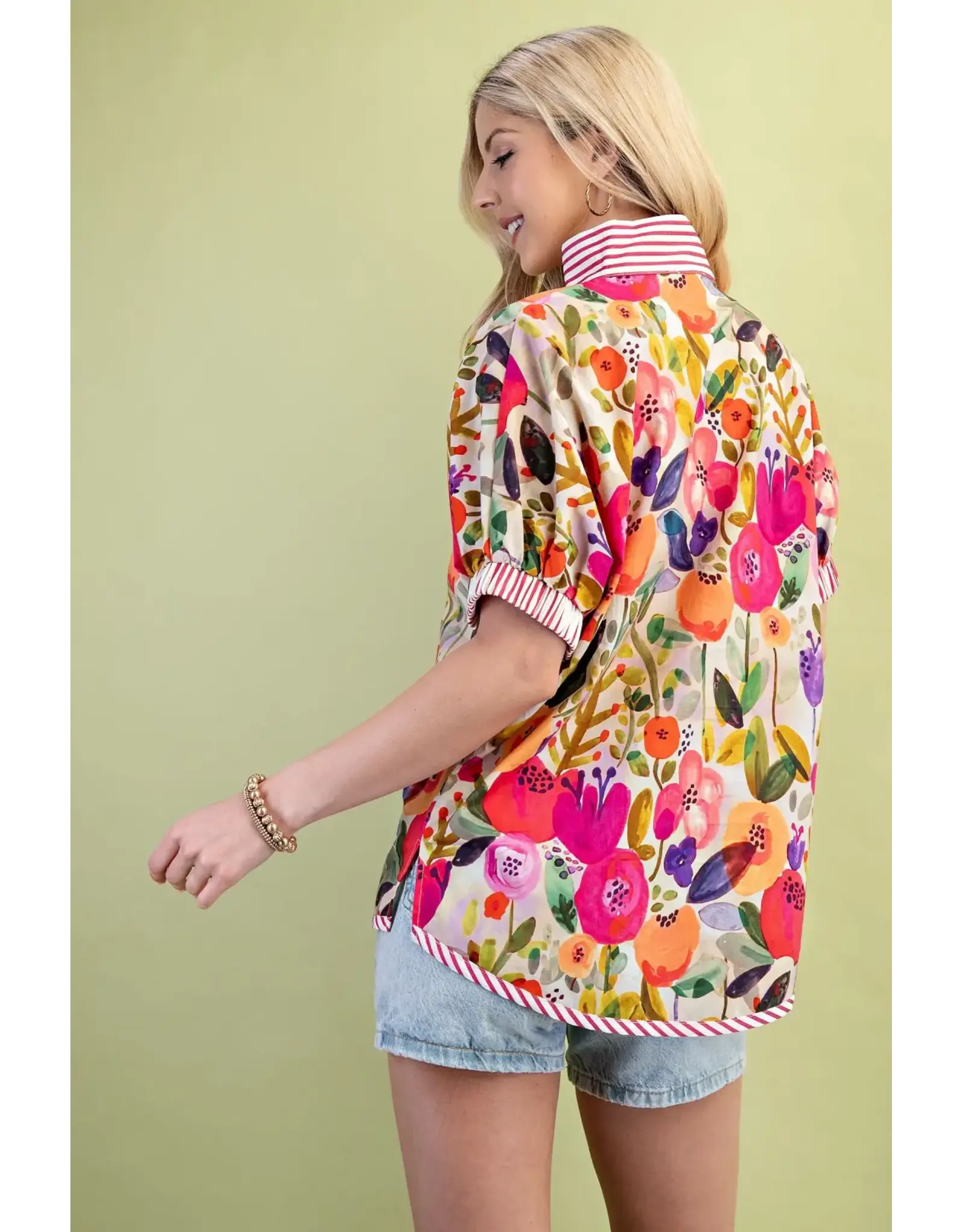 Taryn Floral Print Top Fushcia Mix