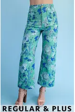 Monica Floral Ankle Crop Pant Green Mix