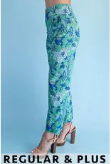 Monica Floral Ankle Crop Pant Green Mix