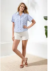 Tribal Tribal Short Sleeve Button Front Blouse White