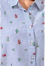 Tribal Tribal Short Sleeve Button Front Blouse White