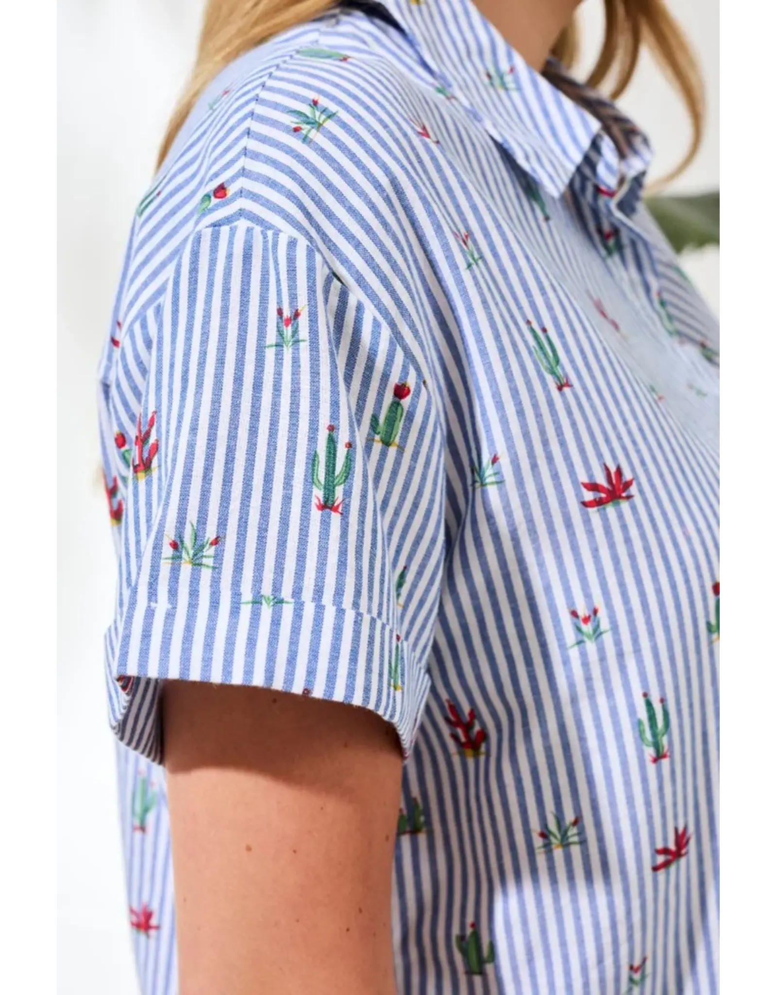 Tribal Tribal Short Sleeve Button Front Blouse White