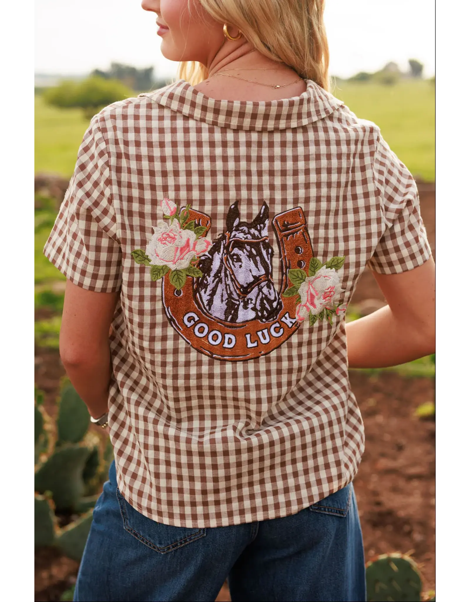 Rodeo Quincy Western Gingham Blouse