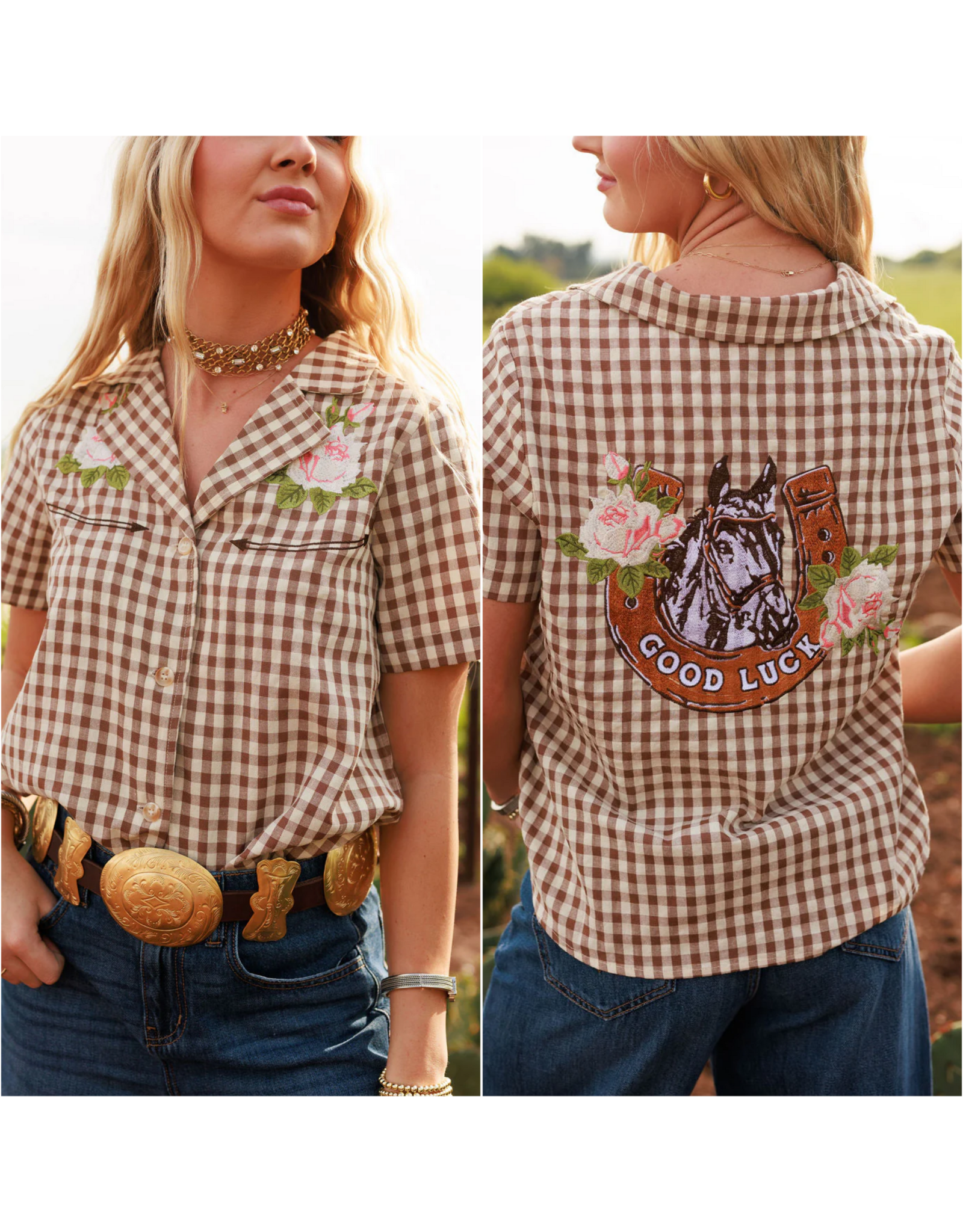 Rodeo Quincy Western Gingham Blouse