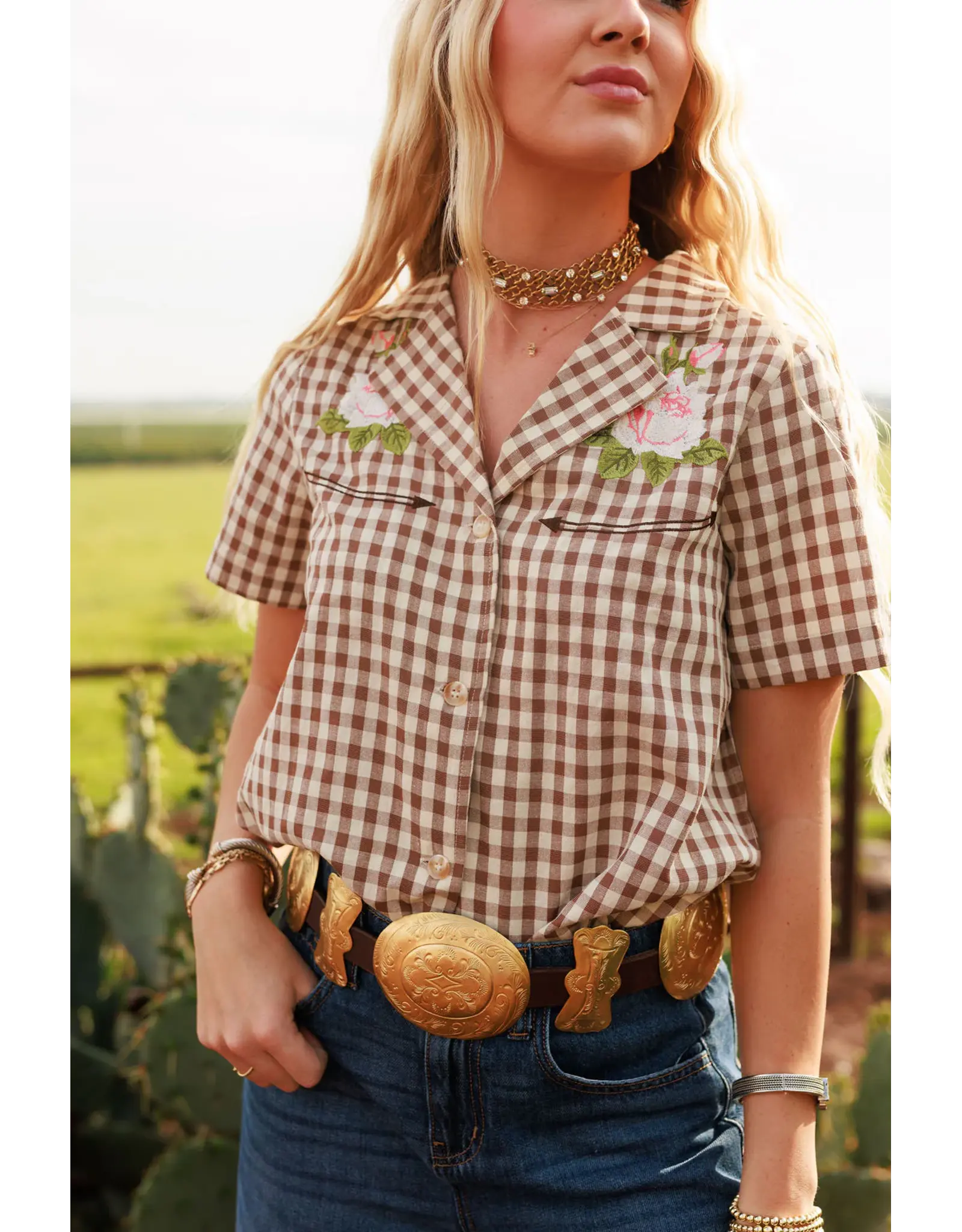 Rodeo Quincy Western Gingham Blouse