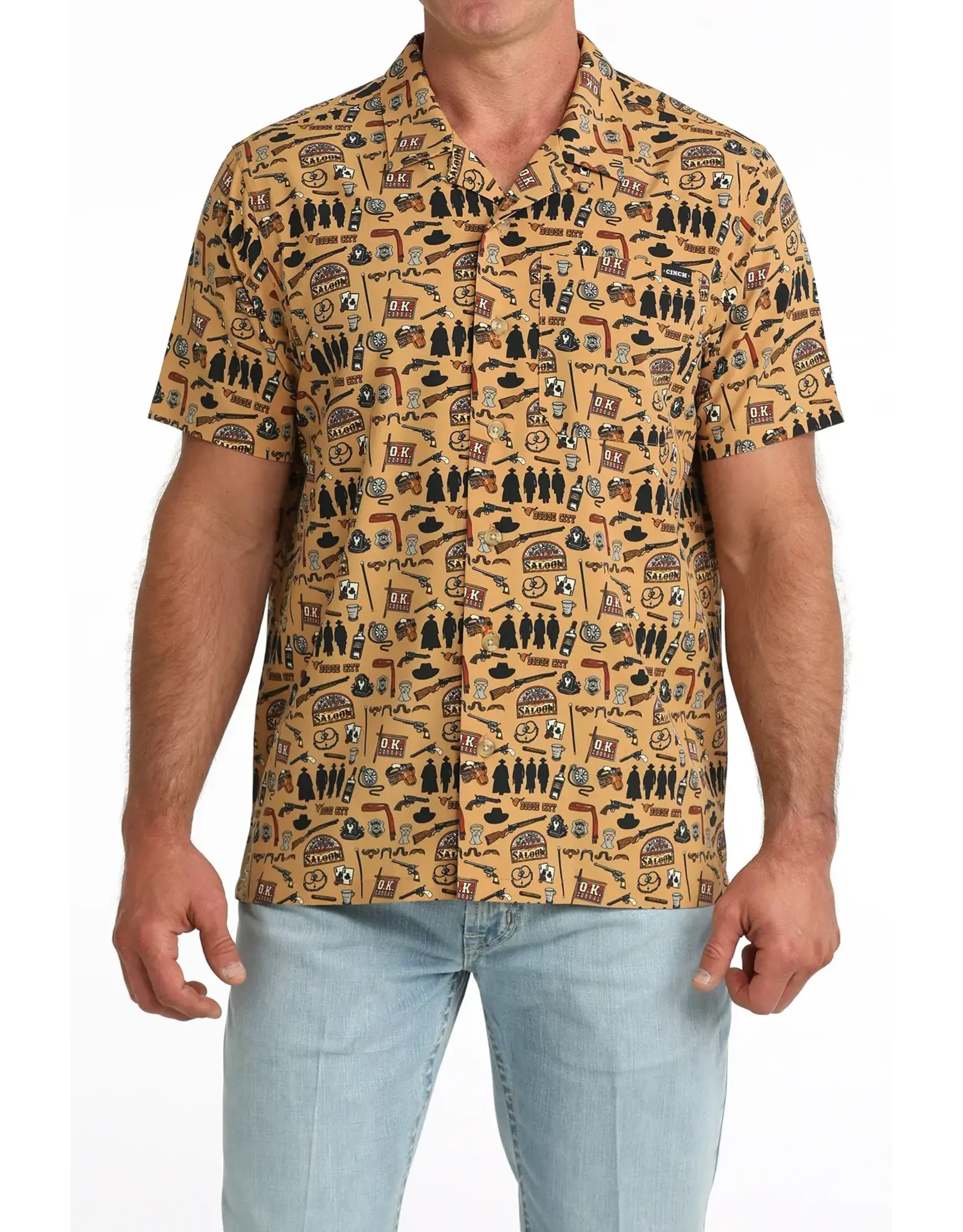 Cinch Cinch Mens Short Sleeve Camp Shirt Brown