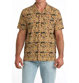 Cinch Cinch Mens Short Sleeve Camp Shirt Brown